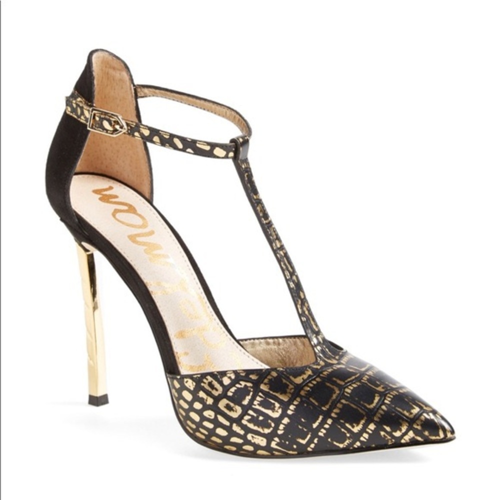 Sold Sam Edelman pointy toe gold stiletto heels 8M